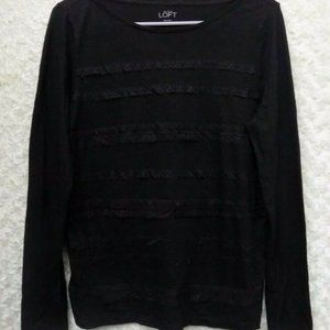 Ann Taylor Loft size Medium Black lace front crew